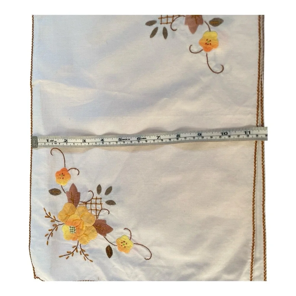 Vintage Table Runner And Napkins Set Floral Appliques Embroidery Handmade